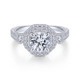 Gabriel & Co. 14k White Gold Art Deco Halo Engagement Ring - ER14496R4W44JJ photo