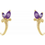 14K Yellow Amethyst Floral-Inspired J-Hoop Earrings - 868156017P photo 2