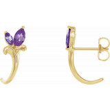 14K Yellow Amethyst Floral-Inspired J-Hoop Earrings - 868156017P photo