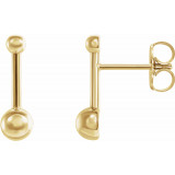 14K Yellow Bar & Ball Earrings - 87070601P photo