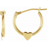 14K Yellow Hinged Hoop Earrings with Heart - 19102600010P photo