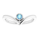 14K White Aquamarine Solitaire Bezel-Set V Ring - 71994607P photo 3