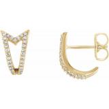 14K Yellow 1/6 CTW Diamond Geometric J-Hoop Earrings - 86479601P photo
