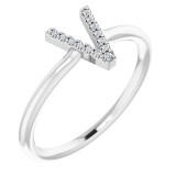 14K White .04 CTW Diamond Initial V Ring - 1238346105P photo