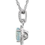 14K White Sky Blue Topaz & 1/10 CTW Diamond 18 Necklace - 65130170004P photo 2