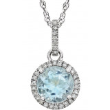 14K White Sky Blue Topaz & 1/10 CTW Diamond 18 Necklace - 65130170004P photo