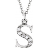 14K White .03 CTW Diamond Lowercase Initial s 16 Necklace - 8580360054P photo