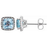 14K White Sky Blue Topaz & 1/8 CTW Diamond Earrings - 65204760001P photo