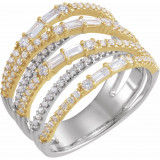 14K White & Yellow 1 CTW Diamond Negative Space Ring - 65357810002P photo