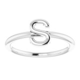 14K White Initial S Ring - 51895209P photo 3