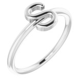 14K White Initial S Ring - 51895209P photo