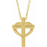14K Yellow Youth Cross with Heart 15 Necklace - R45399601P photo