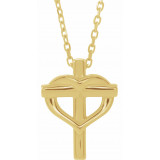 14K Yellow Youth Cross with Heart 15 Necklace - R45399601P photo