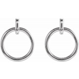 14K White Circle Dangle Earrings - 87056600P photo 2