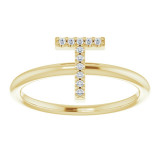 14K Yellow .06 CTW Diamond Initial T Ring - 1238346096P photo 3