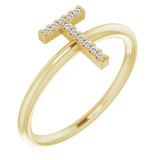 14K Yellow .06 CTW Diamond Initial T Ring - 1238346096P photo