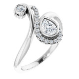 14K White 1/2 CTW Diamond Bezel-Set Bypass Ring - 123899605P photo