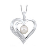 Gems One Silver Cubic Zirconia & Pearl (1 Ctw) Pendant - PD10232-SSW photo