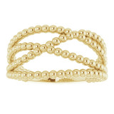 14K Yellow Beaded Criss-Cross Ring - 51674601P photo 3