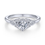 Gabriel & Co. 14k White Gold Art Deco Straight Engagement Ring - ER14657R2W44JJ photo