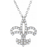 14K White 1/5 CTW Diamond Fleur De Lis 16 Necklace - 6775384714P photo
