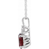 14K White Mozambique Garnet & .02CTW Diamond 18 Necklace - 651534107P photo 2