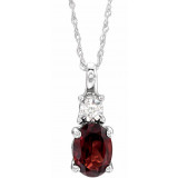 14K White Mozambique Garnet & .02CTW Diamond 18 Necklace - 651534107P photo