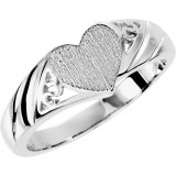 14K White 9x8 mm Heart Signet Ring - 562271937P photo