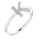 14K White .05 CTW Diamond Initial K Ring - 1238346050P photo