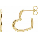 14K Yellow Heart Hoop Earrings - 87040601P photo