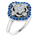 14K White Blue Sapphire & 1/3 CTW Diamond Ring - 72037600P photo