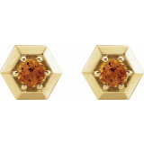 14K Yellow Citrine Geometric Earrings - 87127627P photo 2