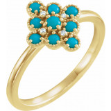 14K Yellow Turquoise & .02 CTW Diamond Ring - 720736003P photo