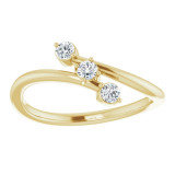 14K Yellow 1/5 CTW Diamond Three-Stone Bypass Ring - 123822601P photo 3