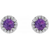 14K White Amethyst & 1/6 CTW Diamond Earrings - 86509985P photo 2