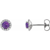 14K White Amethyst & 1/6 CTW Diamond Earrings - 86509985P photo