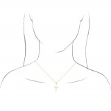 14K Yellow Freshwater Cultured Pearl Cross 16-18 Necklace - R42366606P photo 3