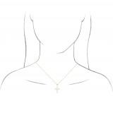 14K Yellow Freshwater Cultured Pearl Cross 16-18 Necklace - R42366606P photo 3