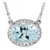14K White Aquamarine & .04 CTW Diamond 16.5 Necklace - 85903101P photo