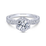 Gabriel & Co. 14k White Gold Art Deco Straight Engagement Ring - ER14498R4W44JJ photo