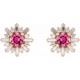 14K Rose Pink Tourmaline & 3/4 CTW Diamond Earrings - 869826016P photo 2