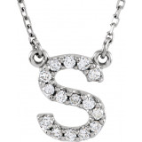 14K White Initial S 1/8 CTW Diamond 16 Necklace - 67311118P photo