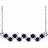 14K White Blue Sapphire Bezel-Set Bar 16-18 Necklace - 8652560045P photo