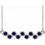 14K White Blue Sapphire Bezel-Set Bar 16-18 Necklace - 8652560045P photo