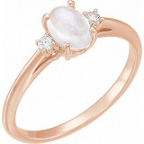 14K Rose Rainbow Moonstone & .06 CTW Diamond Ring - 71811602P photo