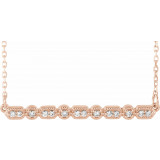 14K Rose 1/10 CTW Diamond Milgrain Bar 16-18 Necklace - 86705606P photo