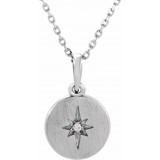 14K White .01 CT Diamond Starburst 16-18 Necklace - 86425600P photo