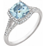 14K White Aquamarine & 1/5 CTW Diamond Ring - 65204660000P photo