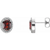 14K White Mozambique Garnet & 1/8 CTW Diamond Earrings - 86070105P photo