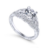 Gabriel & Co. 14k White Gold Victorian Vintage Engagement Ring - ER12579R4W44JJ photo 3